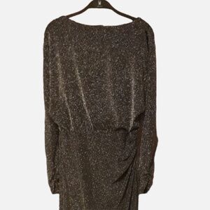 Lauren Ralph Lauren Womens Silver Black Gray Metallic Dress